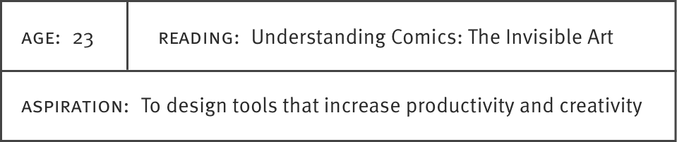 At age 23, Yitong is reading: Understanding Comics: The Invisible Art and aspires to design tools that increase productivity and creativity
